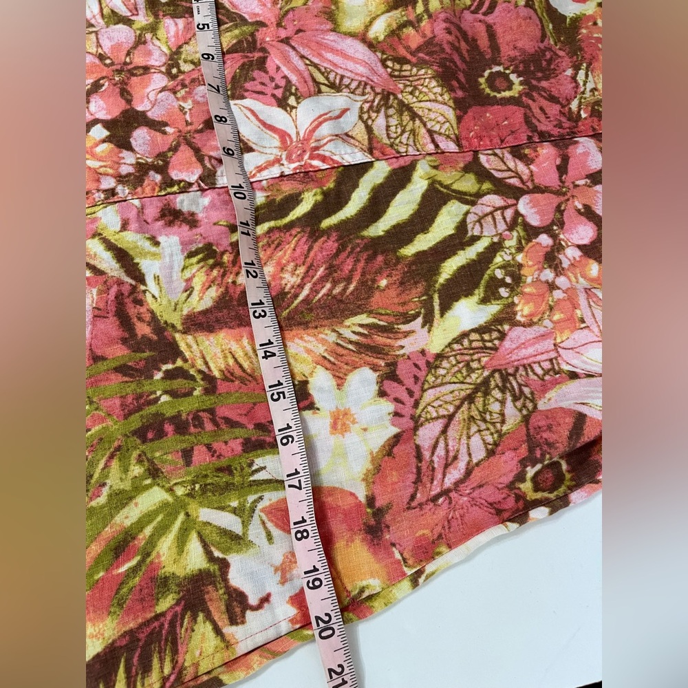 J. Jill Love Linen Pink Green Floral Sleeveless Dress Tropical Women’s S Petite - Picture 9 of 9
